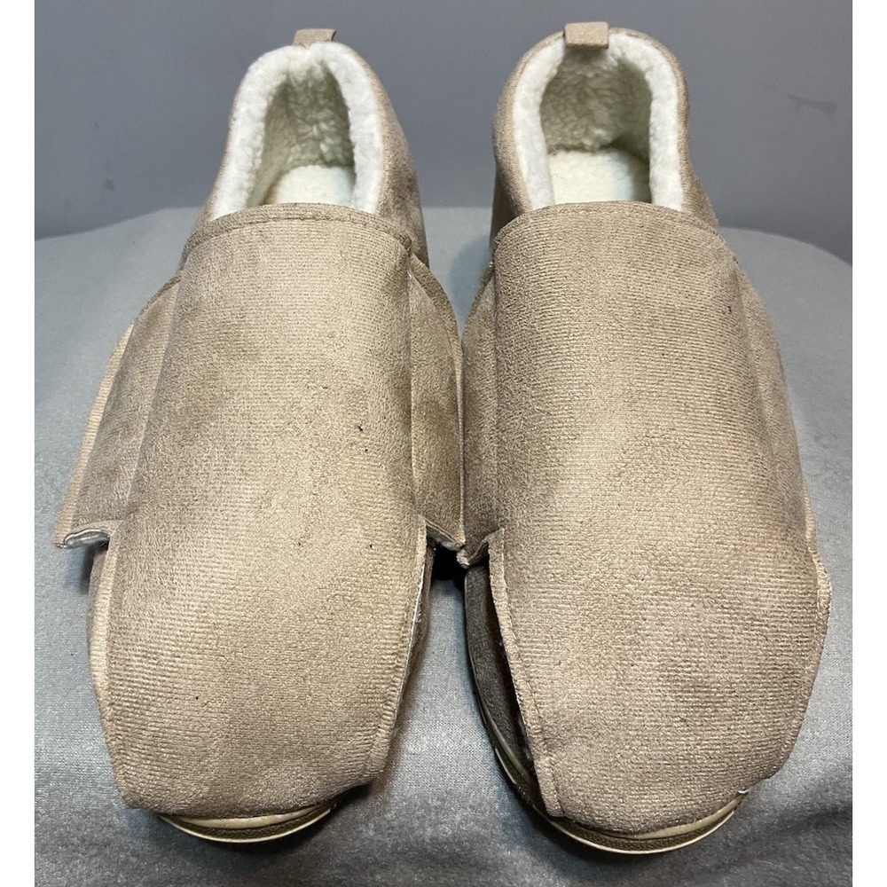 Men's or Womens XL Beige Adjustable Swollen Feet Loafer Slippers, Very Light Use